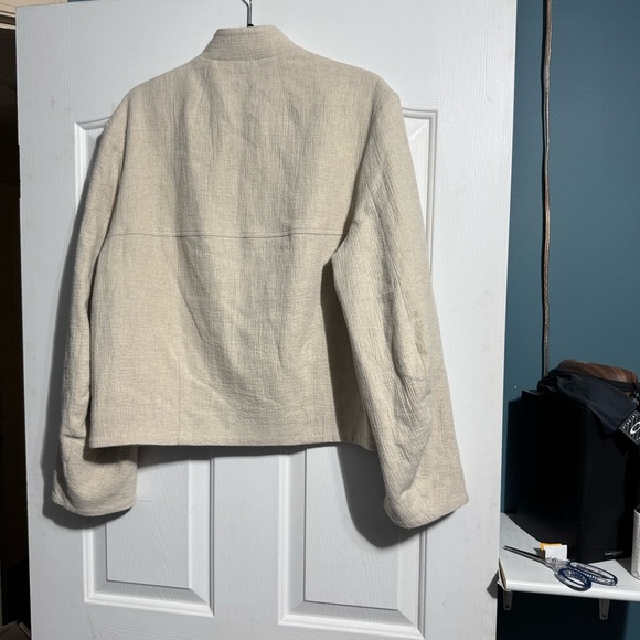 NWT Banana Republic Linen Bomber New Off White Zip Size Medium - Picture 5 of 15